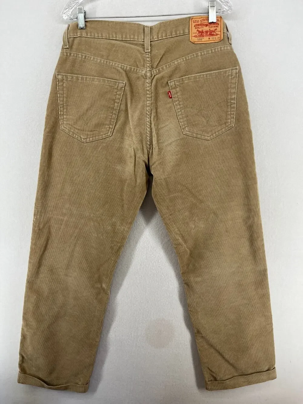 LEVIS Pants Mens 33x34 559 Corduroy Relaxed Straight Chino Cotton Blend Tan
